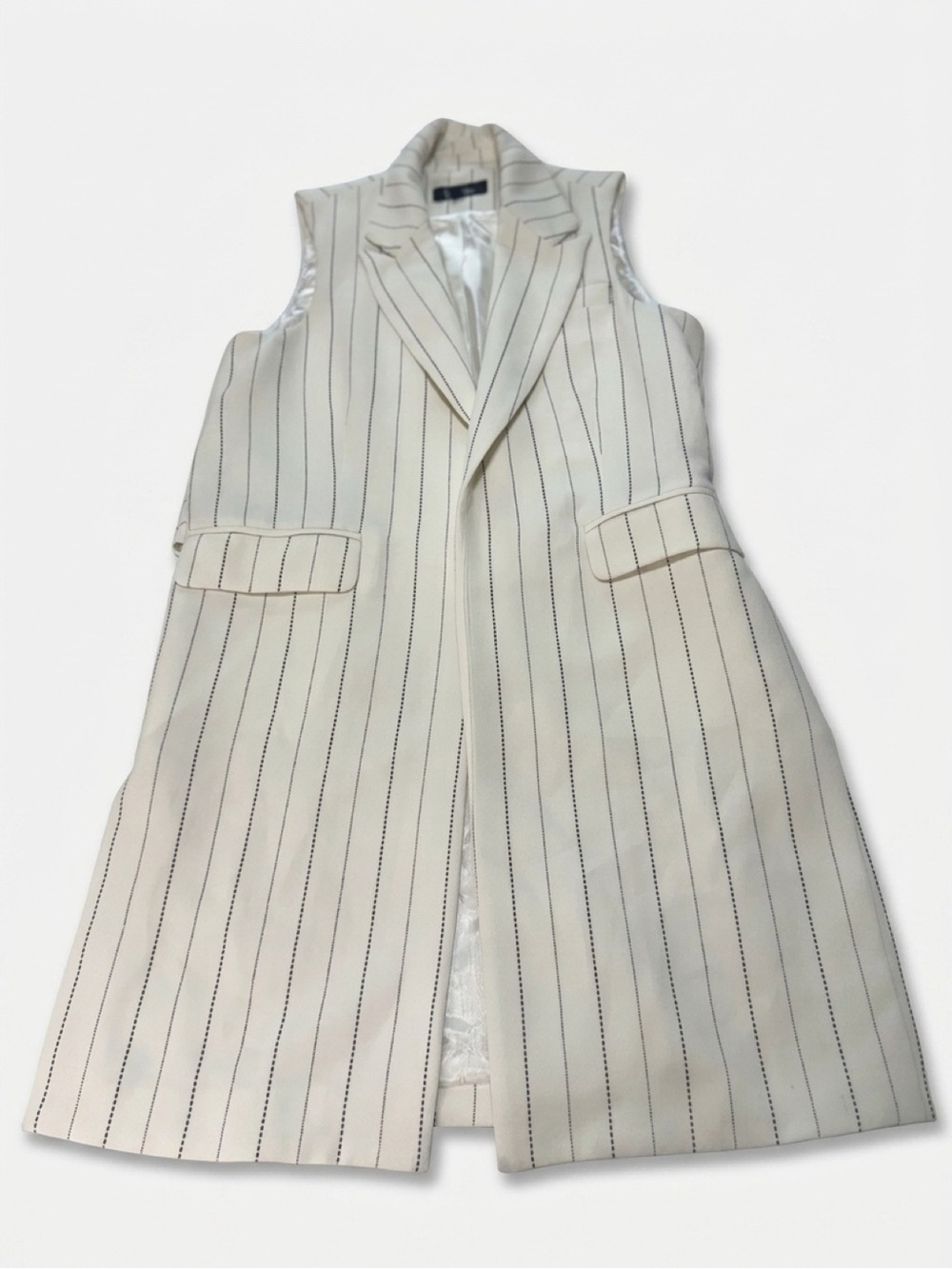 Lulu's Cream Pinstripe Sleeveless Blazer Vest size small